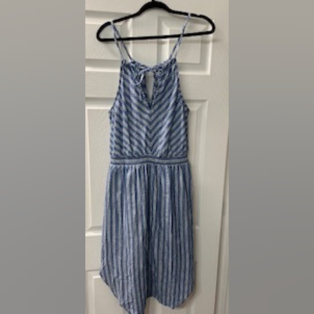 Blue Striped Sleeveless Petite Dress